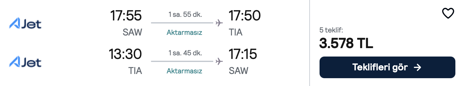 Fiyat ekran görüntüsü