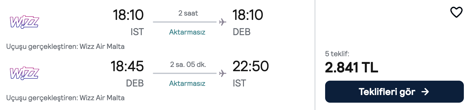 Fiyat ekran görüntüsü